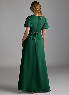 Azazie Zaniah Bridesmaid Dresses Emerald A-Line Chiffon Dress image2