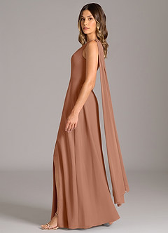 Azazie Tella Bridesmaid Dresses Bronzer A-Line One Shoulder Chiffon Dress image4