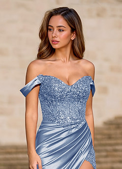 Opulence Hellblau Ballkleid mit Blumenkorsett image10