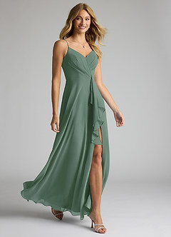 Azazie Akita Bridesmaid Dresses Eucalyptus A-Line Chiffon Dress image2