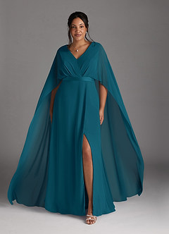 Azazie Isa Mother of the Bride Dresses Ink Blue A-Line V-Neck Pleated Chiffon Dress image7