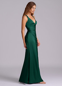 Azazie Amelie Suknie dla druhen Linia A Pofałdowany Satyna elastyczna Do ziemi Sukienka image3