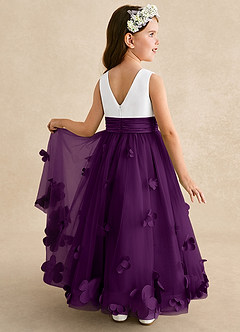 Azazie Vi vestidos de niña de las flores Vestido de Uva de Tul de Corte En A con Sin mangas image1