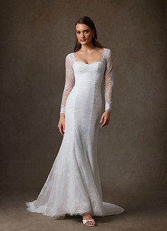 Azazie Briar Wedding Dresses Diamond White Mermaid Sweetheart Neckline Lace Dress image7