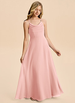 Azazie Gia Junior Rosette A-Line Pleated Chiffon Dress image4