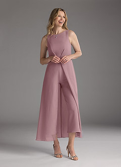 Azazie Anitta Mother of the Bride Dresses Dusty Rose Jumpsuit/Pantsuit Pleated Stretch Crepe Dress image1