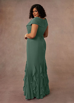 Azazie Bailora Mother of the Bride Dresses Sea Moss Mermaid Ruched Chiffon Dress image4