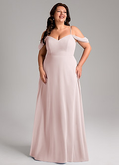 Azazie Marley Bridesmaid Dresses Blushing Pink A-Line Off the Shoulder Chiffon Convertible Dress image13