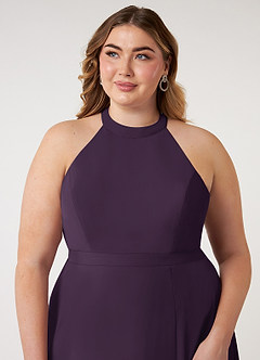 Azazie Clarice Bridesmaid Dresses Plum A-Line Halter Chiffon Dress image13