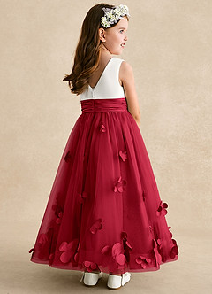 Azazie Vi Flower Girl Dresses Scarlet A-Line Sleeveless Tulle Dress image4