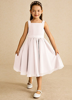 Azazie Ari Flower Girl Dresses Rose Petal A-Line Sleeveless Chiffon Dress image2