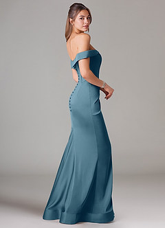 Azazie Everly Jurken voor bruidsmeisjes Converteerbaar Jurk van Stretch Satijn met Zeemeermin Off the Shoulder Bermuda image4