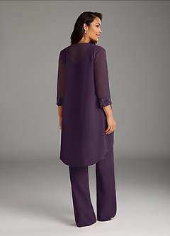 Azazie Maura Mère de la mariée Robes Robe Combinaison/Tailleur Pantalon en Mousseline de soie Paillettes Prune image4