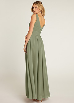 Azazie Pierrette Bridesmaid Dresses Pistachio A-Line Pleated Chiffon Dress image4