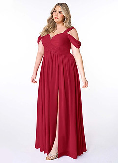 Azazie Lianne Vestidos de damas de honor Vestido de Escarlata de Gasa de Corte en A con Vestidos sin tirantes image10