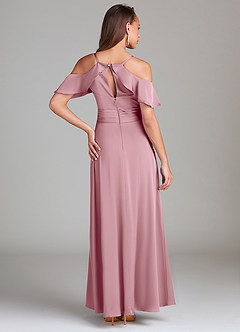 Azazie Dakota Bridesmaid Dresses Vintage Mauve A-Line Off the Shoulder Stretch Satin Dress image2