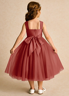 Azazie Dovey Abiti da Ragazza di Fiori Abito Principessa in Tulle Fiocco Terracotta image3