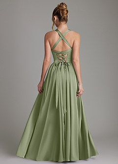 Azazie Francis Robes à essayer chez vous Robe Trapèze en Satin extensible Corset Agave image2