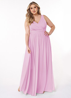 Azazie Kora Bridesmaid Dresses Candy Pink A-Line Pleated Chiffon Dress image7