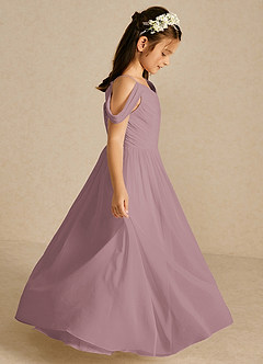 Azazie Chelle Flower Girl Dresses Dusty Rose A-Line Pleated Chiffon Dress image4