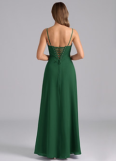 Azazie Valentine Bridesmaid Dresses Dark Green A-Line Corset Chiffon Dress image2