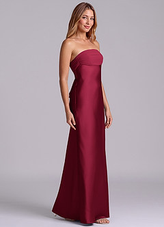 Azazie Ailanie Brudtärnklänningar Klä av Tubklänning i Stretch Satin Axelbandslös Bourgogne image4