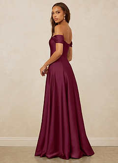 Christian Siriano Bridal for Azazie 1002 Bridesmaid Dresses Mulberry A-Line Off the Shoulder Stretch Satin Convertible Dress image2