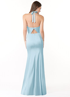 Azazie Emeria Bridesmaid Dresses Sky Blue Mermaid Pleated Stretch Satin Dress image2