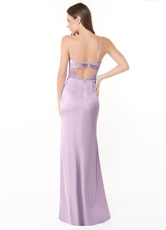 Azazie Leonis Bridesmaid Dresses Frosted Lilac Mermaid Pleated Stretch Satin Convertible Dress image8