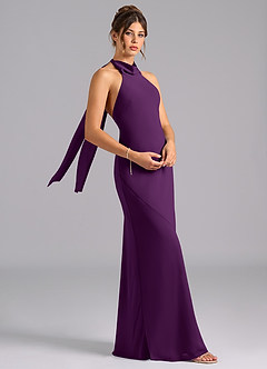 Azazie Velli Bridesmaid Dresses Grape Mermaid Bow Chiffon Dress image3