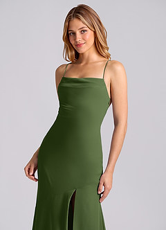 Azazie Grata 신부 들러리 드레스 인어 주름진 쉬폰 바닥 길이 드레스 image7