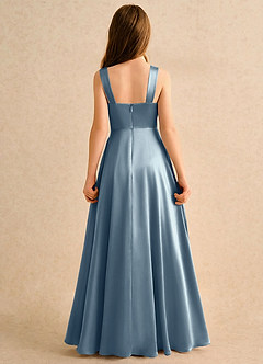 Azazie Makani Girls Formal Sukienki dla dziewczynek sypiących kwiaty Linia A Dekolt w kształcie serca Satyna elastyczna Długość podłogi Sukienka image2