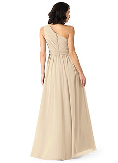 Azazie Mathilda Bridesmaid Dresses Champagne A-Line One Shoulder Chiffon Dress image2