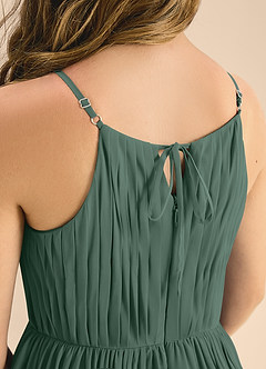 Azazie Elliora Junior Sea Moss A-Line Pleated Chiffon Dress image7