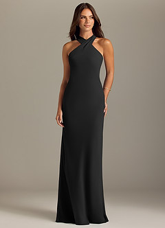 Azazie Doretta Bridesmaid Dresses Black Mermaid Pleated Chiffon Dress image1