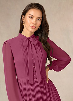 Azazie Adellah Mother of the Bride Dresses Mulberry A-Line Pleated Chiffon Dress image5
