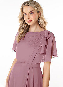 Azazie Aaliyah Modest Bridesmaid Dresses A-Line Scoop Pleated Chiffon Floor-Length Dress image5