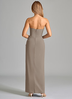 Azazie Anaïs Bridesmaid Dresses Taupe Sheath Strapless Chiffon Dress image2