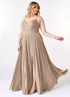 Azazie Vini Vestidos de madrinha de casamento Vestido Cinza de Chiffon de Linha A com Plissado image10