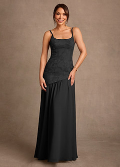 Azazie Flossie 신부의 어머니 드레스 A라인 주름진 쉬폰 플로어 길이 드레스 image4