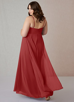 Azazie Emerald Bridesmaid Dresses Rust A-Line Ruffled Chiffon Dress image8