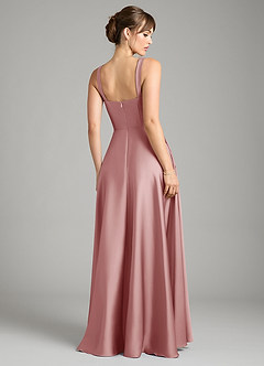Azazie Shaude Bridesmaid Dresses Dusty Rose A-Line Pleated Stretch Satin Dress image2