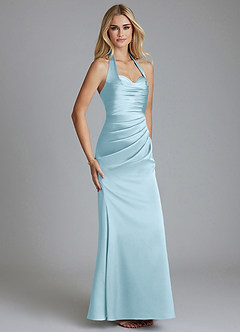 Azazie Minnow 신부 들러리 드레스 인어 스윗하트 네크라인 스트레치 새틴 바닥 길이 드레스 image1