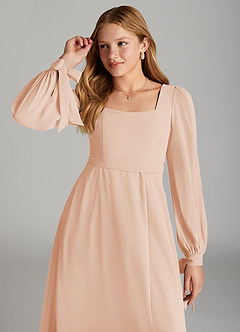 Azazie Leonia Junior A-Linie mit Taschen Chiffon Kleid Englisches Rosa image5