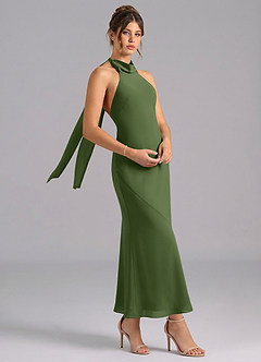 Azazie Velli Bridesmaid Dresses Olive Mermaid High Neck Chiffon Dress image3