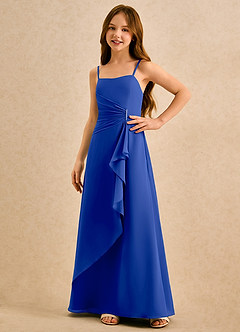 Azazie lolly Girls Formal Robe Demoiselle D'honneur Fillette Robe Trapèze en Mousseline de soie Plissée Bleu Roi image5