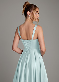 Azazie Azaria Bridesmaid Dresses Mist A-Line Corset Stretch Satin Dress image2