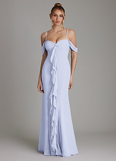 Azazie Karmela Bridesmaid Dresses Lavender A-Line Off the Shoulder Chiffon Dress image1