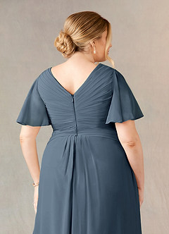 Azazie Morning Glory Mother of the Bride Dresses Neptune A-Line V-Neck Ruched Chiffon Dress image10