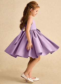 Azazie Jessie vestidos de niña de las flores Vestido de Glicinia de Satin Mate de Corte En A con Lazo image3